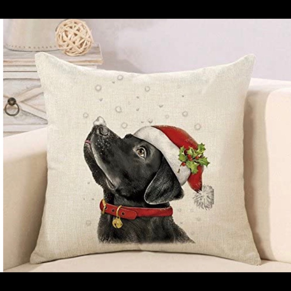 Black Lab Christmas pillow cover